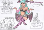 absurd_res alternate_universe animal_humanoid anthro bat belt big_breasts blue_eyes blue_hair bovid bovid_humanoid breasts capcom caprine caprine_humanoid cleavage clothed clothing collar comic_panel darkstalkers demon demon_humanoid dibujuani dream_retreat duo female floppy_ears footwear hair head_wings hi_res humanoid jewelry leg_cross lips long_hair lop_ears mammal mammal_humanoid membrane_(anatomy) membranous_wings monster_girl_(genre) morrigan_aensland navel ovejade pendant pointy_eared puffy_hair purple_district sheep sheep_humanoid sketch slim slim_female socks succubus succuradise thick_lips tight_clothing traditional_media_(artwork) unusual_wing_placement wings