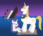 blue_eyes bow_(feature) bow_tie cutie_mark duo ear_piercing equid equine eyes_closed female feral friendship_is_magic hasbro horn humor kutejnikov male mammal my_little_pony mythological_creature mythological_equine mythology outside parody piercing prince_blueblood_(mlp) quadruped rarity_(mlp) rms_titanic sea ship tail titanic unicorn vehicle water watercraft