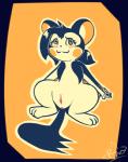 2016 blush digital_media_(artwork) emolga female feral generation_5_pokemon genitals hair looking_at_viewer mammal membrane_(anatomy) nintendo nude patagium pokemon pokemon_(species) pussy restricted_palette rodent rymherdier sciurid simple_background smile solo spread_legs spreading