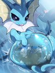 3:4 after_vore ambiguous_gender asphyxiation belly big_belly blue_body blue_faced bubble drowning duo eevee eeveelution feral generation_1_pokemon hi_res licking licking_lips nintendo pokemon pokemon_(species) same_size_vore smile tianhua tongue underwater vaporeon vore water