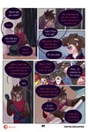 2:3 bastriw brown_eyes canid canine canis clothing comic dialogue domestic_dog fernando_(bastriw) hi_res lagomorph leporid male mammal purple_eyes rabbit text url