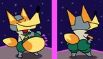 ambiguous_gender ambiguous_prey anthro anthro_pred belly big_belly big_butt butt canid canine clothed_pred clothing cosmic_background digestion digestion_sequence final_destination fox fox_mccloud hand_on_belly hand_on_hip hand_on_own_belly hand_on_own_hip hi_res jumpsuit male male_pred mammal mph! muffled muffled_moaning muffled_screaming nine-the-foxaroo nintendo obese obese_anthro obese_male onomatopoeia overweight overweight_anthro overweight_male rear_view satisfaction satisfied satisfied_look something_about sound_effects space space_background star_fox super_smash_bros. tail text thick_thighs two_panel_image underbelly unseen_prey vore wardrobe_malfunction