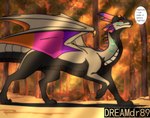 absurd_res anthro digitigrade dragon dreamdragon89 english_text european_mythology female feral hi_res hybrid mammal membrane_(anatomy) membranous_wings mythological_creature mythological_scalie mythology quadruped reptile roses_in_the_flames scalie solo tail text western_dragon wings