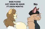 anthro babe_please_stop big_breasts breasts canid canine canis domestic_cat domestic_dog duo english_text fan_character felid feline felis female jinu_(character) june_(jinu) male mammal meme nicolaowo side_view text