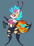 4_arms anthro biped bluelicorfino bottle breasts canid canine clothed clothing container female fingers fur helluva_boss hi_res holding_bottle holding_container holding_object mammal multi_arm multi_limb queen_bee-lzebub_(helluva_boss) solo tail