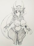 absurd_res anthro big_breasts big_tail braided_hair breasts collar curvy_figure demon female fur hair harem_outfit hi_res hourglass_figure pikapika212 rafel_the_pure sex_slave shantae_(series) simple_background sketch slave solo tail thick_thighs traditional_media_(artwork) wayforward white_background