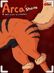 animal_genitalia arcanine canid canine comic cover cover_art cover_page feral fluffy fluffy_tail fully_sheathed generation_1_pokemon genitals hi_res male male_feral mammal nintendo parooty pokemon pokemon_(species) recording red_background sheath simple_background solo tail wrist_fluff