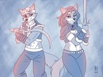 Rating: s
ID: 4870807
Date: 2024-06-22 13:13:13 -0400
Status: active
Score: 17
2024 4:3 5_fingers anthro armor bottomwear bracers breasts canid canine circlet cleavage clothed clothing duo female fingers fur hair heresy_(artist) humanoid_hands male mammal melee_weapon navel pants signature sketch smile sword weapon post #4870807