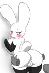 2016 anthro anus big_breasts blush breasts butt crossgender deep_skin duo female genitals hand_on_butt kirbot12 lagomorph leporid looking_back mammal plump_labia presenting puffy_anus pussy rabbit scribbles_(rakugaki) simple_background sketch solo_focus white_background