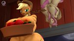 16:9 3d_(artwork) 4k absurd_res alternate_form animal_genitalia anthro anthrofied applejack_(mlp) areola bat_pony big_breasts biped blonde_hair breasts clothing crossgender cutie_mark dialogue digital_media_(artwork) duo earth_pony english_text equid equine female flutterbat_(mlp) fluttershy_(mlp) friendship_is_magic ftg_crossgender fti_crossgender genitals green_eyes gynomorph hair halloween hasbro hat headgear headwear hi_res holidays horse huge_breasts intersex lucy_moon mammal my_little_pony nipples nude orange_body penis pink_hair pink_penis pink_tail pony red_eyes tail text thick_thighs upside_down wide_hipped_female wide_hipped_gynomorph wide_hipped_intersex wide_hips widescreen yellow_body yellow_nipples