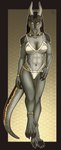 2020 5_fingers abs akara_(wisemans) anthro bikini biped black_body black_claws black_hair black_scales breasts claws clothed clothed_anthro clothed_female clothing digital_media_(artwork) dragon female finger_claws fingers front_view full-length_portrait grey_body grey_scales hair hi_res horn humanoid_hands long_tail looking_at_viewer medium_breasts mythological_creature mythological_scalie mythology navel nipple_outline non-mammal_breasts portrait scales scalie seductive simple_background solo standing swimwear tail two-piece_swimsuit wisemans yellow_body yellow_eyes yellow_scales