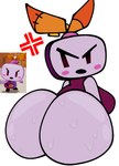 angry big_butt blush blush_stickers bodily_fluids butt butt_focus cross-popping_vein female hi_res huge_butt humanoid ireen machine mario_and_luigi:_brothership mario_and_luigi_(series) mario_bros nintendo purple_body robot robot_humanoid short_stack skeletonhearts solo sweat sweaty_butt