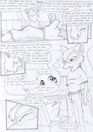 anthro belt black_and_white blush bottomwear canid canine chair clothing comic dasyuromorph different_sound_effects dot_eyes duo english_text eyes_closed female fist fur furniture hair inner_monologue jacket kitfox-crimson linked_thought_bubble macropod male mammal marsupial monochrome multicolored_body multicolored_fur novus_(kitfox-crimson) omg onomatopoeia open_mouth pants recently_extinct_species remembering rumour_(kitfox-krimson) shirt sketch sleeping sofa sound_effects stolen_generation t-shirt text thinking thought_bubble thoughtful_expression thylacine topwear two_tone_body two_tone_fur vowelless vowelless_sound_effect zzz