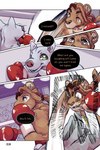 2:3 bastriw boxing_gloves canid canine canis clothing comic dialogue english_text felid fight fighting_ring green_eyes handwear hi_res lion male mammal muscular muscular_male nico_(bastriw) pantherine punch text wolf