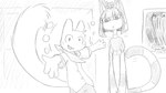 16:9 animal_crossing ankha_(animal_crossing) anthro bodily_fluids bubble_emanata clothed clothing dialogue_in_description domestic_cat dragonweirdo duo emanata english_text eulipotyphlan felid feline felis female greyscale hi_res kerchief male mammal marshal_(animal_crossing) mole_(animal) monochrome movie_poster movie_theater mr._resetti neckerchief nervous nintendo outside rodent sciurid smile star-nosed_mole sweat sweatdrop text tree_squirrel widescreen