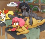 2018 absurd_res annoyed anthro being_watched big_breasts big_butt big_penis black_hair blush braixen breasts butt camp_lazlo canid canine cartoon_network crossover curvy_figure detailed_background dialogue digital_drawing_(artwork) digital_media_(artwork) domestic_cat english_text erection eyes_closed felid feline felis female forced fur generation_6_pokemon genitals group group_nudity gynomorph gynomorph/female hair herpestid hi_res hot_dogging hot_spring huge_butt humanoid_genitalia humanoid_penis inner_ear_fluff inside intersex intersex/female looking_at_another lying mammal markings massage miso_(miso_souperstar) miso_souperstar mongoose multicolored_body multicolored_fur nintendo nipples nude onsen open_mouth patsy_smiles penis pink_hair pokemon pokemon_(species) public public_erection public_nudity public_sex sex short_story smile story story_in_description surprise text thick_thighs tongue towel tuft unprofessional_behavior voluptuous water wide_hips yellow_mongoose