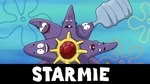 16:9 black_eyes buckteeth ergomancy flower flower_cloud_(spongebob) generation_1_pokemon hi_res looking_at_viewer male meme multi_head nickelodeon nintendo patrick_nailing_a_board_to_his_head_(meme) patrick_star plant pokemon pokemon_(species) purple_body smile solo spongebob_squarepants starmie teeth water_jug who_you_calling_pinhead?_(meme) widescreen