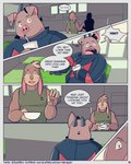 2020 4:5 abe_(mikrogoat) anthro basil_(mikrogoat) brown_body brown_fur comic dialogue domestic_pig duo english_text food fur hi_res lagomorph leporid male mammal mikrogoat overweight overweight_male rabbit sitting suid suina sus_(pig) text url