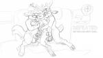 16:9 age_difference alarm_clock anthro anthro_on_anthro antlers arthur_(furfragged) balls bed bedroom bedside_table canid canine canis clenched_teeth clock comic_sans cuddling deer english_text erection exclamation_point eyebrows eyes_closed eyewear eyewear_only fur furfragged furniture genitals glans glasses glasses_only grin group half-erect handjob heart_symbol hi_res horn humanoid_genitalia humanoid_penis inside lamp licking male male/male mammal mature_anthro mature_male monochrome nude older_male on_bed pec_grab pecs penile penis pillow secretly_loves_it sex side_view sino_(furfragged) sketch slightly_chubby smile teeth text tongue tongue_out unnamed_old_wolf_(furfragged) wearing_glasses widescreen wolf younger_male