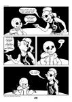 2017 animated_skeleton bone c-puff comic english_text eye_patch eyewear female fish hi_res humanoid male marine monochrome sans_(undertale) skeleton speech_bubble text undead undertale undertale_(series) undyne