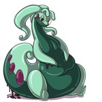 anthro big_tail eyewear female feralcatalyst generation_6_pokemon glasses goodra green_body green_slime hi_res hope_(strawberryhope) nintendo organs pokemon pokemon_(species) purple_eyes purple_slime slime solo stomach tail vore