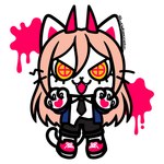 1:1 alternate_species anthro blood bodily_fluids chainsaw_man claws clothing cyberneko demon domestic_cat felid feline felis female footwear furrification mammal necktie open_mouth paws power_(chainsaw_man) shoes simple_background solo superflat tail white_background