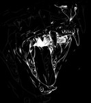 ambiguous_form ambiguous_gender black_and_white fangs hi_res lionfloof monochrome mouth_shot open_mouth simple_background sketch solo teeth tongue