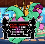 Rating: q
ID: 5636753
Date: 2025-06-12 01:10:29 -0400
Status: active
Score: 162
1dr_incognito absurd_res anthro censor_bar closed_hands clothing cosplay costume deltarune dinosaur_costume english_text female freckles godzilla_(series) hair hi_res humor looking_away pattern_background purple_body purple_hair relieved reptile rope scalie simple_background solo susie_(deltarune) text toho undertale_(series) yellow_eyes post #5636753