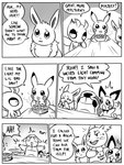 2019 3:4 6_panel_comic ambiguous_gender antennae_(anatomy) bayani_(yapc) black_and_white black_eyes black_nose black_text blaine_(yapc) bodily_fluids celebi celebi_(yapc) cheek_spots comic dialogue digital_media_(artwork) eevee ellipsis english_text exclamation_point eyebrows eyes_closed flavia-elric food fur furniture generation_1_pokemon generation_2_pokemon group legendary_pokemon looking_at_another lux_(yapc) monochrome motion_lines mouth_closed neck_tuft neil_(yapc) nintendo open_mouth open_smile paws pichu pikachu pokemon pokemon_(species) pokemon_mystery_dungeon pupils question_mark shadow shell smile sound_effects sparkles speech_bubble spike_chunsoft sweat sweatdrop table talking_to_another tears text tongue tuft wartortle white_sclera wings wood wood_furniture wood_table