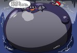 2024 air_inflation air_puff artist_name bat belly big_belly black_eyes black_text blush blush_lines cave cozzy_(artist) creaking dialogue dracky_(dragon_quest) dragon_quest ellipsis exclamation_point grey_body grey_wings hi_res huge_belly hyper hyper_belly hyper_inflation imminent_popping implied_popping inflation mammal motion_lines open_mouth purple_body purple_wings question_mark speech_bubble spherical_inflation square_enix stalactite stalagmite text wings