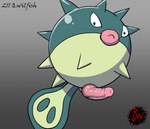 animal_genitalia animal_penis blue_body digital_media_(artwork) erection feral generation_2_pokemon genitals hi_res lips looking_at_viewer male marine nintendo penis pokemon pokemon_(species) qwilfish rapistwerewolf simple_background solo thick_lips