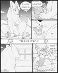 4:5 anthro canid canine chakka_(s2-freak) cherry_(s2-freak) comic dialogue duo english_text female feral fox hi_res macro male mammal monochrome s2-freak schwarzpelz text