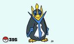 5:3 ambiguous_gender animated avian bird birdcheese black_body black_eyes black_feathers digital_media_(artwork) empoleon feathers feral generation_4_pokemon low_res nintendo pokeball pokemon pokemon_(species) short_playtime simple_background solo standard_pokeball