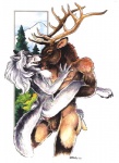 2003 ambiguous_penetration animal_genitalia anthro anthro_on_anthro antlers balls big_dom_small_sub breast_lick breast_play breasts canid canine canis cervine deer dominant duo elk erection female female_penetrated genitals heather_bruton horn hunter inside interspecies leg_grab licking looking_back male male/female male_penetrating male_penetrating_female mammal medium_breasts mountain nipples nude penetration penis plant predator/prey predator_penetrated prey_penetrating prey_penetrating_predator sex sheath side_view size_difference sky stand_and_carry_position standing standing_sex tail tongue tongue_out tree window wolf