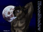 1997 4:3 abs anthro biped canid canine canis digital_media_(artwork) hair hand_behind_head long_hair looking_at_viewer male mammal moon nipples shaded shirtless soft_shading solo wolf wooky