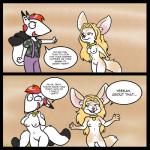 1:1 anthro black_border black_nose blonde_hair border brown_eyes canid canine chimangetsu clothed clothing collar comic cursed_clothing cursed_object digital_media_(artwork) duo electra_(chimangetsu) embarrassed english_text eyebrows female fennec_fox forced forced_exposure forced_to_expose_self forced_to_undress fox fur genitals hair highlights_(coloring) humiliation looking_at_viewer mammal multicolored_body multicolored_fur naked_penny nude padlocked_collar penny_fenmore pussy red_hair self_exposure tan_body tan_fur technicolorpie text true_fox two_tone_body two_tone_fur undressing undressing_between_scenes unseen_undressing white_body white_fur