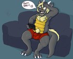 Rating: e
ID: 2781810
Date: 2021-06-12 08:15:49 -0400
Status: active
Score: 8
5:4 absurd_res anthro arms_bent balls_outline belly bent_legs blonde_hair boxer_briefs boxers_(clothing) bulge chest_tuft claws clothed clothing controller detailed_bulge digitigrade dragon fangs furniture game_controller gaokun genital_outline grey_body grey_ears grey_skin hair hand_on_head hand_on_own_head hi_res holding_controller holding_game_controller holding_head holding_object horn kentah legs_over_edge male microsoft multicolored_body multicolored_skin mythological_creature mythological_scalie mythology open_mouth over_edge partially_clothed penis_outline raised_arm raised_hand red_clothing red_underwear scalie sitting sofa solo speech_bubble spread_knees tail tail_over_edge teeth toe_claws tuft two_tone_body two_tone_skin underwear watermark xbox xbox_controller xbox_game_studios yellow_body yellow_skin post #2781810