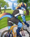 anthro arcgeist athletic bicycle bottomwear butt clothing cycling dragon hair hi_res looking_back male mane mane_hair muscular mythological_creature mythological_scalie mythology olympics rain_dragon scalie shorts solo spandex spandex_shorts summer teryx teryx_commodore tight_bottomwear tight_clothing tight_shorts tracksuit vehicle