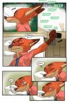 2018 akiric alarm_clock anthro bed border canid canine clock clothed clothing comic dipstick_ears disney ear_markings english_text flower fox furniture gloves_(marking) grass green_eyes heart_symbol inside lying male mammal markings motion_lines multicolored_ears necktie nick_wilde on_side pillow plant red_fox sigh smile solo sound_effects speech_bubble text true_fox waking_up white_border zootopia