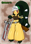 absurd_res anthro belt clothing crop_top female generation_3_pokemon hat headgear headwear hi_res mawile melee_weapon mhicky93 nintendo pokemon pokemon_(species) shirt sword topwear weapon