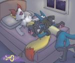 anthro anthro_on_anthro anus balls bed benji_(artist) black_body black_fur blue_body blue_fur bodily_fluids braixen bria_moreau canid canine cum cum_in_pussy cum_inside cum_on_bed cunnilingus dipstick_tail duo erection eyes_closed felching female fur furniture generation_4_pokemon generation_6_pokemon genital_fluids genitals inner_ear_fluff licking lucario luka_moreau male male/female mammal markings nintendo nude open_mouth oral orgasm penis pokemon pokemon_(species) pussy sex spread_legs spreading stick tail tail_markings tongue tongue_out tuft vaginal yellow_body yellow_fur