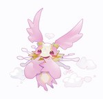 anthro bandai_namco beady_eyes blush cherubimon cherubimon_(good) chibi digimon digimon_(species) frill_(anatomy) fur lanllan long_ears male pink_body pink_fur solo