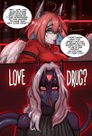 bar blep blush canid canine clothing comic dialogue duo emily_(lizzard_sama) english_text female fox green_eyes heart_symbol hi_res lizard lizzard_sama lizzy_(lizzard_sama) mammal red_eyes reptile scalie text tongue tongue_out