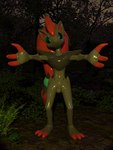 3:4 3d_(artwork) clothing digital_media_(artwork) forest generation_5_pokemon hi_res latex male nintendo plant pokemon pokemon_(species) suit tree vulpivoid zoroark