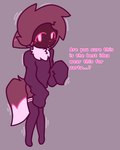 2024 blush clothed clothing dialogue digital_media_(artwork) ellipsis english_text femboy footwear hair hi_res hoodie machine male pink_eyes protogen purple_body purple_hair sh4rik shaking shivering socks solo text topwear