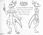 anna_(dogwash) anthro armlet big_tail bottomwear character_name cheek_spikes chest_wraps claws clothing digitigrade dogwash ear_piercing ear_ring english_text facial_spikes female female_symbol finger_claws flat_chested gender_symbol horn knife kobold legband loincloth model_sheet monochrome pen_(artwork) piercing pupils ring_piercing scales scalie sheathed_weapon slit_pupils solo spiked_tail spikes spikes_(anatomy) symbol tail text toe_claws traditional_media_(artwork) wraps