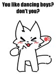 2d_animation 3:4 animated anthro blush boy_kisser_(meme) dancing digital_media_(artwork) domestic_cat english_text felid feline felis fur ifunny ifunny_gif_caption impact_(font) looking_at_viewer male mammal meme motion_tweening ranshinumeda334 short_playtime silly_cat_(mauzymice) simple_background solo tail text white_background white_body white_fur