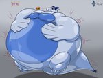 2021 4:3 artist_name belly big_belly blaueseele blimp_fruit_(super_mario_galaxy_2) blush blush_lines box cardboard cardboard_box container dated expansion food fruit generation_2_pokemon glistening glistening_body grey_background growth huge_belly hyper hyper_belly hyper_inflation inflation inflation_fetish legendary_pokemon lugia macro motion_lines nintendo plant pokemon pokemon_(species) portrait shadow simple_background