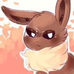 1:1 2018 ambiguous_gender brown_body brown_eyes digital_media_(artwork) eevee feral flavia-elric fur generation_1_pokemon hi_res mouth_closed neck_tuft nintendo pokemon pokemon_(species) pupils simple_background solo tuft white_pupils