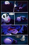 absolutedream absurd_res alphys animated_skeleton black_border blood bodily_fluids bone border clothing comic dialogue duo english_text female gaster hi_res humanoid lizard lothed male multiple_scenes reptile sans_(undertale) scalie skeleton speech_bubble sweat text undead undertale undertale_(series) w.d_gaster white_eyes